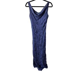 ALEX Evenings Light Purple Maxi Party Sequin Dress Cowl Neckline Silk Women's 10